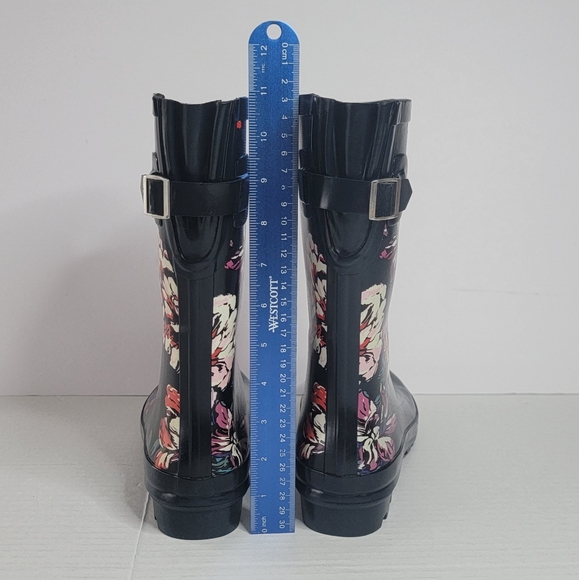 Target Rain Black & Floral Boots Size 9 - Picture 2 of 9